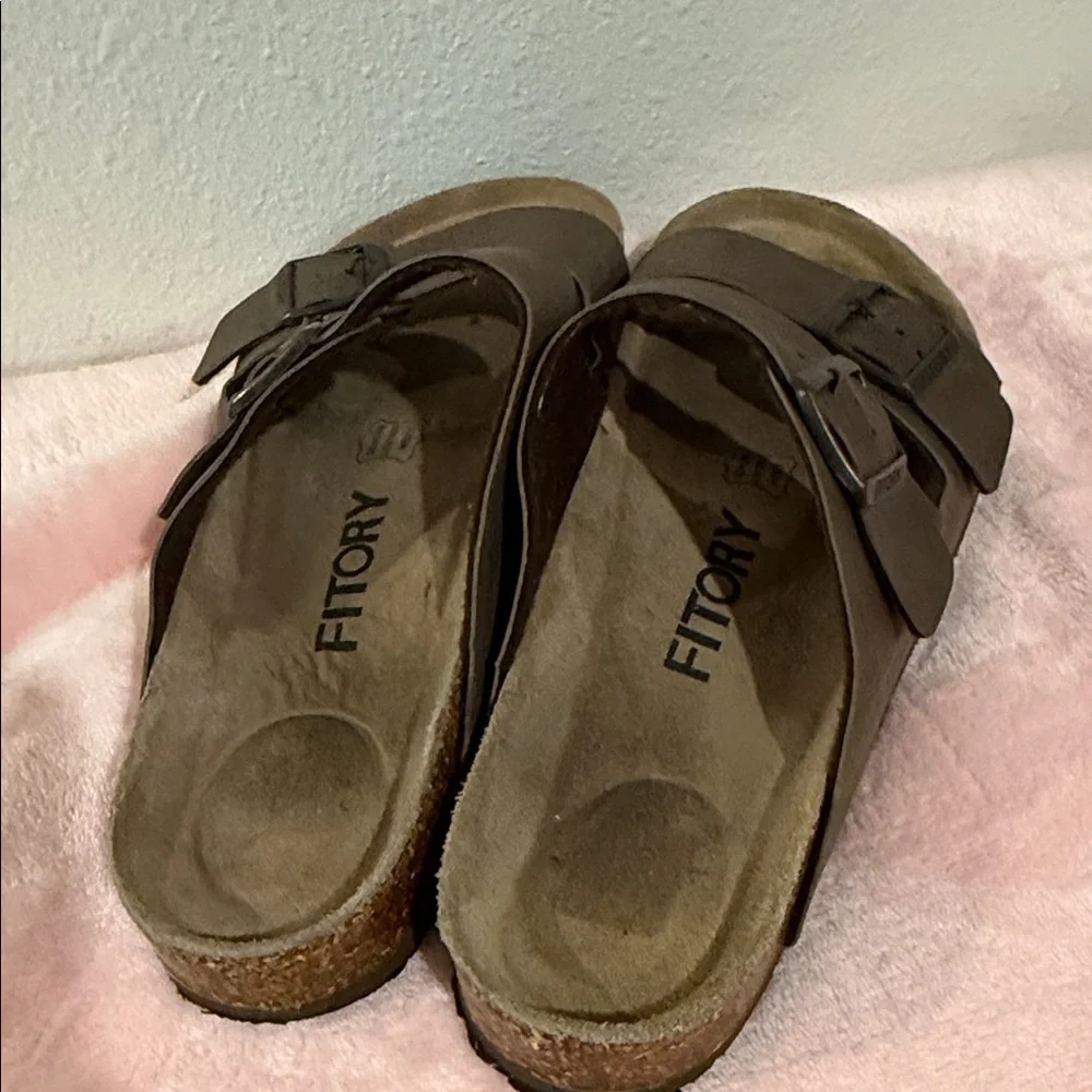 Men's Brown Leather Sandals with Buckle Straps